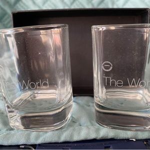 BURNS Hand Cut Crystal Dram Shot Glass Set/2 Made In Scotland “The World” NIB